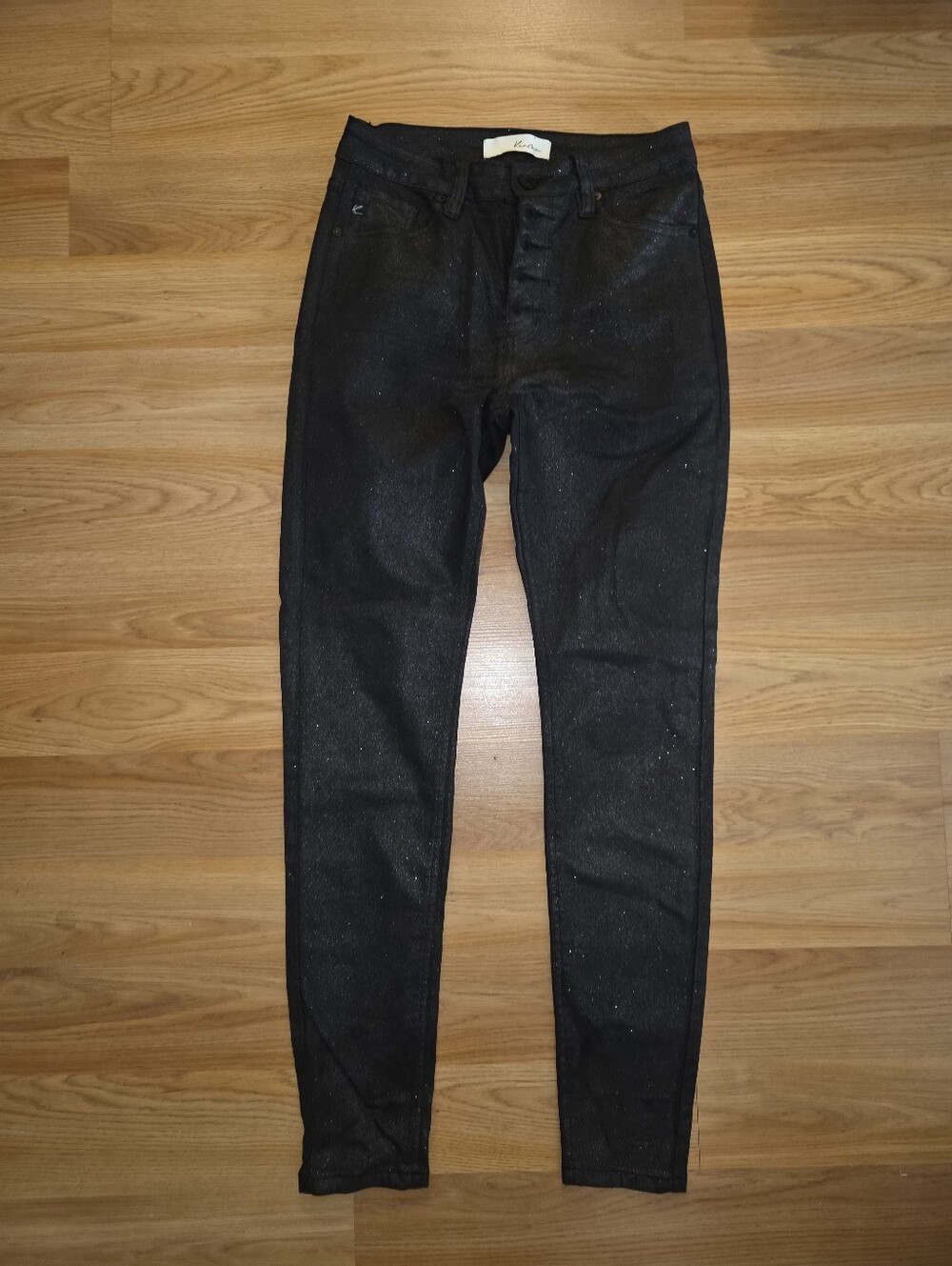 Women's KanCan Skinny Jeans - Black Metallic Jeggings -